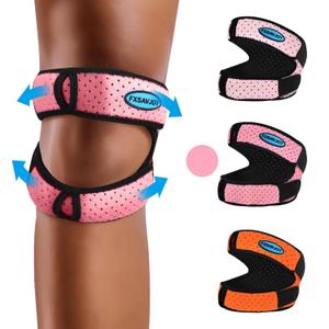 Professional Patella Knee Brace Pro for Knee Pain/Meniscus Tear,Adjustable Orthopedic Compression Patellar Tendon Support Strap for Man and Women/Outdoor Activities (Pink, Small)