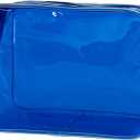 Neon TSA Approved Clear Toiletry Pouch, 7"x2.3"x4.7" Size, PVC Travel Makeup Bags for Toiletries, Transparent Cosmetic Bag for Women and Men Small (Dark Blue)