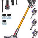 Cordless Vacuum Cleaner, 450W 40KPA Vacuum Cleaners for Home, 45Mins Lightweight Stick Vacuum with Advanced Green Light Tech, Rechargeable Battery Vacuum for Carpet,Pet Hair,Hardwood Floor (Gold)