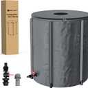 Yesker Collapsible Rain Barrel, 53 Gallon Portable Rainwater Collection System, 550D PVC Water Storage Tank, Rain Catcher with Spigots Filter Overflow Kit, Grey | 550D PVC, Rain Water Collection Barrel with Overflow Valve, Grey