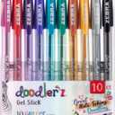 Zebra Pen Doodlerz Gel Stick Pen, Bold Point, 1.0mm, Assorted Glitter Colors, 10 Pack