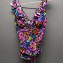 CUPSHE Women's Ruffled One Piece Swimsuit V Neck Lace Up XL