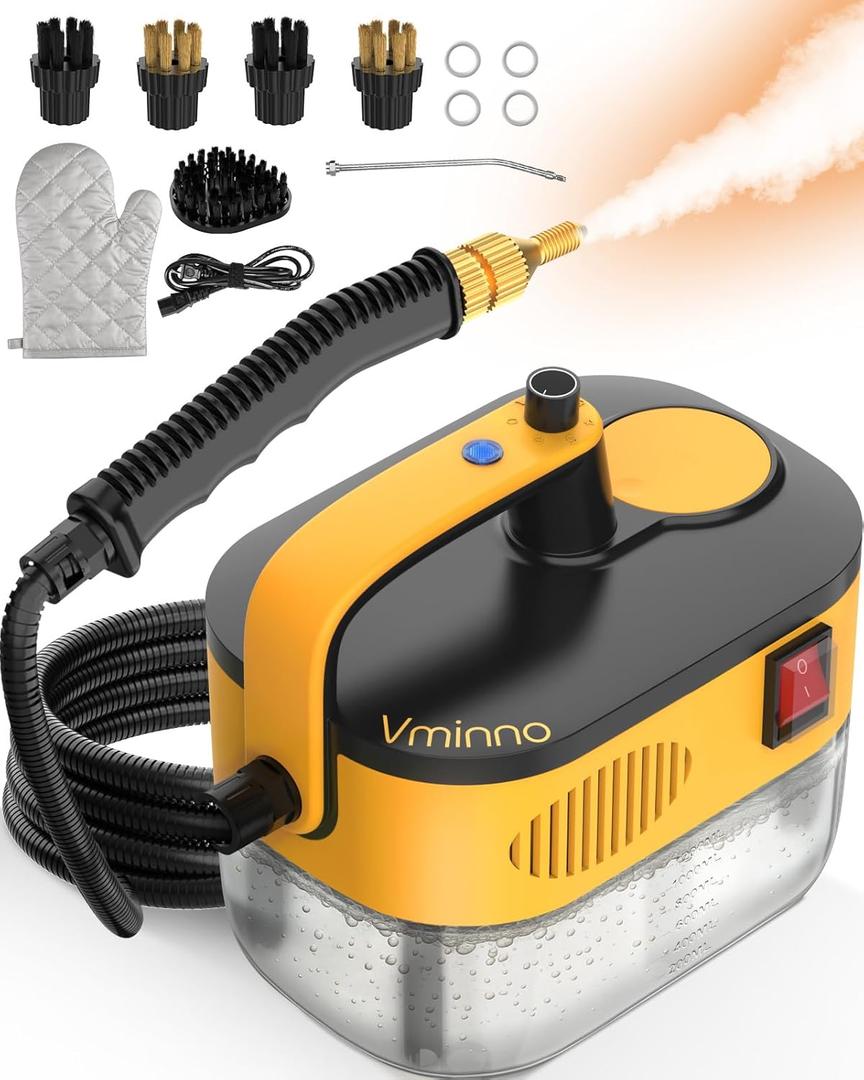 Heavy Duty Steam Cleaner for Home, Fast Heating & 1.2L Tank, 6-Level Adjustable Pressurized Portable Steamer for Cleaning with 11 Accessories for Grout, Tile, Floor, Car Detailing and More