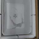 Bathroom Vessel Sink Combo with Faucet and Pop-up Drain, 16" x 12" Rectangular Porcelain Ceramic Basin with White Marble Pattern, Above Counter Sink for Vanity