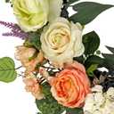 National Tree Company Artificial Spring Wreath, Woven Branch Base, Decorated with Rose and Peony Flower Blooms, Leafy Greens, Spring Collection, 24 Inches