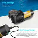 2HP Dual Voltage 115/230v Swimming Pool Pump w/ 1.25" Hose Adapters and 1.5" & 2.0" Pipe Fittings, 6840GPH Qmax, 48FT Hmax, Thermal Protected Long lifespan Pool Motor