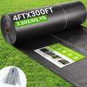 Rintea 4FTX300FT Weed Barrier Fabric, 3.2oz Landscape Fabric, Durable Weed Barrier Fabric Heavy Duty with 20 U-Shaped Securing Pegs for Landscaping Weed Blocker Garden Bed Cover, Commercial Driveway