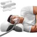 CPAP Pillow for Larger-Framed Men, Ergonomic Memory Foam Bed Pillow to Reduce Air Leaks, Facial Pressure, Height Adjustable for Side Back Stomach Sleepers, 23.6"x15.74"x5.11"/5.9" (White)