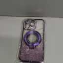 Magnetic Kickstand (Glitter Lens Protector ) Case for iPhone 15 14 13 12 Pro Max (Compatible with Magsafe ) Sparkling Diamond Cover Glitter Shiny Rhinestone Cases (Purple,for iPhone 15 Pro Max)