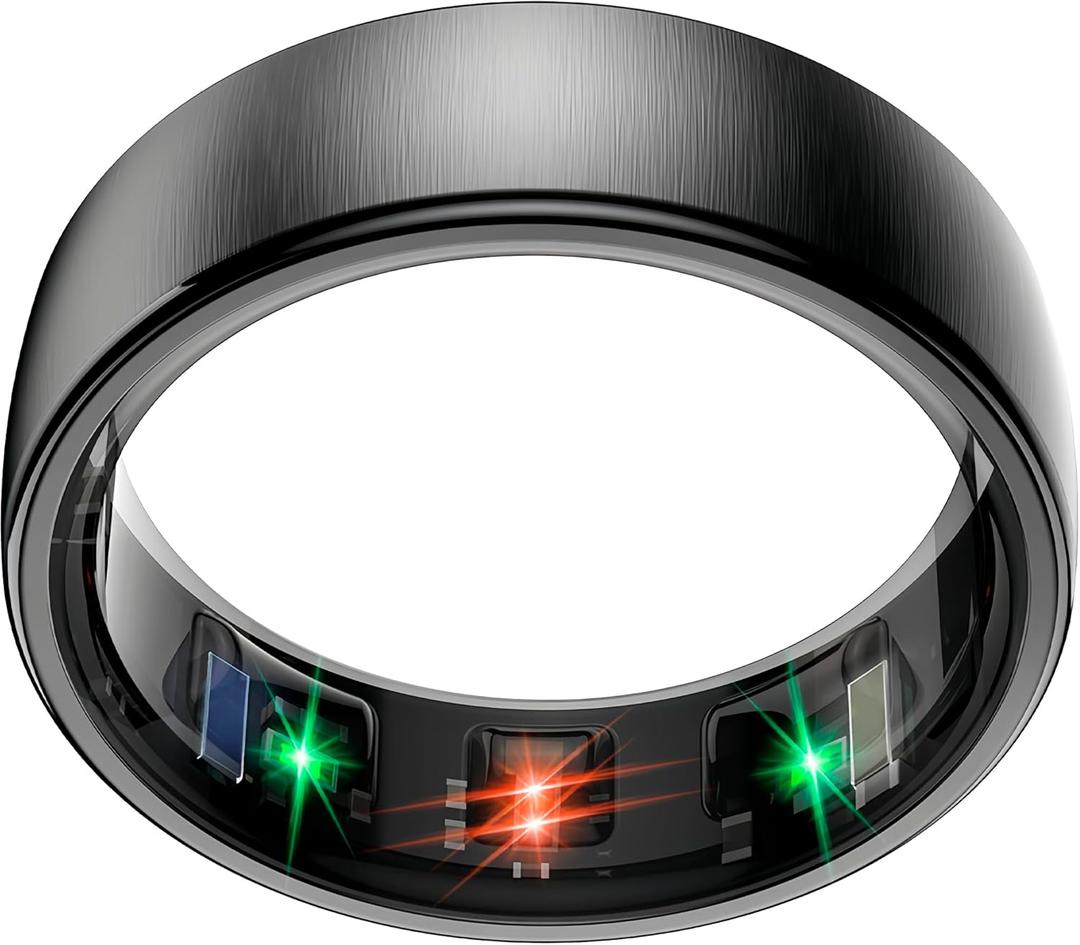 Smart Health Ring Sleep Health Tracker for Women Men with Heart Rate, Blood Oxygen, Sleep Monitor, Steps, Calories, 5ATM Waterproof for iPhone/ Android, No Subscription Fee(Black, 8#)