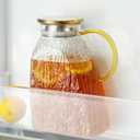 Baffect Water Pitcher, Glass Pitcher With Lid And Handle, 63 Oz / 1.8 L High Borosilicate Glass Jug For Fridge Door, Carafe For Hot/Cold Iced Tea Juice Coffee Milk Beverage Glacier-Textured