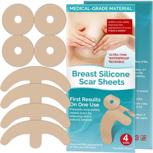 Silicone Scar Sheets, Silicone Scar Tape, 8 Pcs Reusable Medical Grade Silicone Scar Sheets for Breast