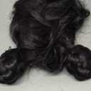 FantaLook Short Black Purple Cosplay Wig with 2 Buns for Halloween Party Costume, Small Size