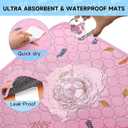 2 x Sunheir Washable Pee Pads for Dogs 2-Pack Reusable Puppy Pads Pet Training Pads, Waterproof Dog Pee Pads for Crate, Whelping Pad, Non-Slip Protects Against Urine Leakage (Leaves - Pink, 18x24)