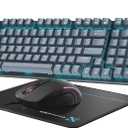 Mechanical Gaming Keyboard and Mouse, LED Backlit 98-Key Floating Keycap & 4 DPI RGB Gaming Mouse with Mouse Pad, Full Anti-Ghost Light Up Wired Computer Keyboards for MAC PC Gamer Accessories, Gray