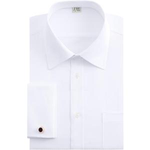 J.VER Men's French Cuff Dress Shirts Regular Fit Long Sleeve Spread Collar Metal Cufflink White 14.5 Neck-32 Sleeve
