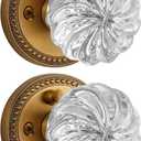 2 Pack Crystal Knobs Antique Brass Door Knob Interior Privacy Door Knob for Bedroom and Bathroom Glass Door Knob