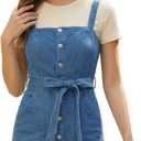 Allegra K Women's Spring 2026 Overall Dresses Classic Adjustable Strap Pinafore Jean Denim Dress (Blue), Small