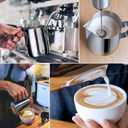 Milk Frothing Pitcher, Thicker Version 350ml 12oz Steaming Pitchers Stainless Steel Milk Coffee Cappuccino Latte Art Barista Steam Pitchers Milk Jug Cup with Decorating Pen