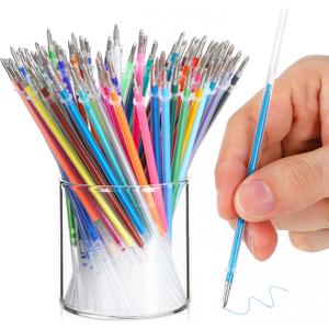 2 x NUOBESTY Gel Pen Refills, 100 Pack Glitter Metallic Pastel Neon Ink Refill Set, 0.8mm Smooth Replacement Cartridges Glitter Markers for Adult Coloring Books, Art Drawing, Doodling & Sketching
