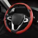 Carbon Fiber Steering Wheel Cover, Snap on Car Steering Wheel Cover Set Accessories 3pcs Wrap Grip Non Slip Protector Universal Matte Red