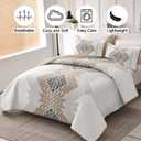 Dintszyayue Boho Quilt California King Size,3 Piece Aztec Texture Bedspread Coverlet Set Khaki Soft Quilt Set Lightweight Bedding Set Geometric Bohemian Bedspread with 2 Pillowcases(Khaki,96"x112")