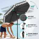 AreShark 9FT Patio Umbrella with Fringe, Wind-Resistant Fiberglass 8 Ribs Tassel Outdoor Umbrella with Crank and Push Button Tilt, Double Tier Vent Sun Shade for Pool, Deck, Backyard, Gray