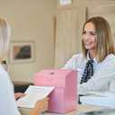 Suggestion Box with Slot and Lock & 50 Suggestion Sheets Wall Mounted Comment Ballot and Donation Box with Lock Steel Pink