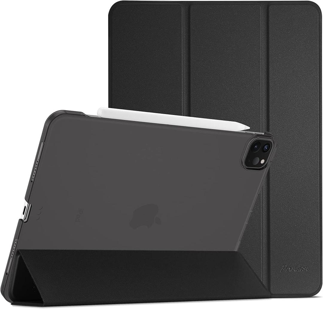 ProCase for iPad Pro 11 Inch Case 2022/2021/2020/2018(4th/3rd/2nd/1st Generation), iPad Pro 11" Slim Stand Hard Back Cover Shell Smart Folio Compatible with Pencil/Support Auto Wake/Sleep -Black