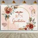 MEHOFOND 7x5ft Nurse Graduation Backdrop Rose Gold Congrats Nurse 2025 Photography Background Boho RN Graduation Party Decorations Nurse Themed Graduation Backdrop Background Photo Booth Props Supplie