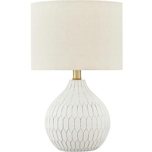 Signature Design by Ashley Wardmont 18" Modern Dimensional Design Ceramic Table Lamp, White