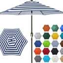 Blissun 7.5 ft Patio Umbrella, Yard Umbrella, Outdoor Market Umbrella with Push Button Tilt Crank (Blue&White)
