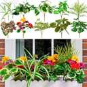 Artificial Plants Outdoor Greenery Stems, 14PCS Faux Greenery Bushes UV Resistant Plastic Shrubs with Real Touch Flexible Leaves, Fake Plants for Planter Garden Patio Porch Window Box Fence Yard Decor (Mixed-2)