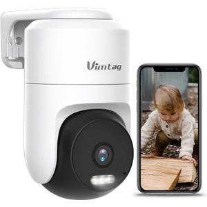 VIMTAG 3K POE Camera, 2.4G WiFi Cameras for Home Security Outdoor, Color Night Vision, 360 View, Motion Tracking & Alerts, Waterproof, Compatible with Alexa, Cloud/SD Storage