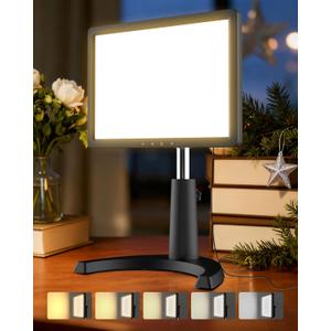 Light Therapy Lamp, 12000 Lux Full Spectrum 3 in 1 Therapy Lamps LED Sunlight, Adjustable 10 Brightness 5 Color Modes, Timer, Height, Angle& Detachable Stand, Black