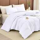 Masaca White Oversized King Comforter Set 120x120,Pinch Pleated Textured California King Bed Comforter Set Rustic Boho Microfiber Extra Large Bedding 3PCS (Oversized King 120X120)