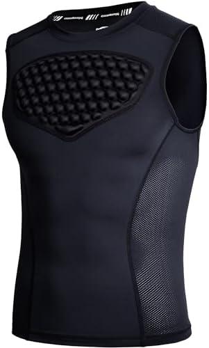 COOLOMG Youth Baseball Chest Protector Padded Shirt Heart Guard Sternum Protection for Football Lacrosse and Goalies Black S