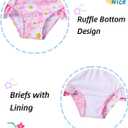 Little Girls Two Piece Mermaid Bikini Set Ruffle Adjustable Summer Beach Bathing Swimsuit 3-7 Years for Kids (Daisy Floral)