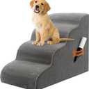 Romrol Dog Stairs Ramp for High Beds Couches, 33D High Density Foam Pet Steps with Durable Non-Slip Waterproof Fabric Cover, Dog Stairs for Small Dogs or Cats or Pets, 4-Step,Grey