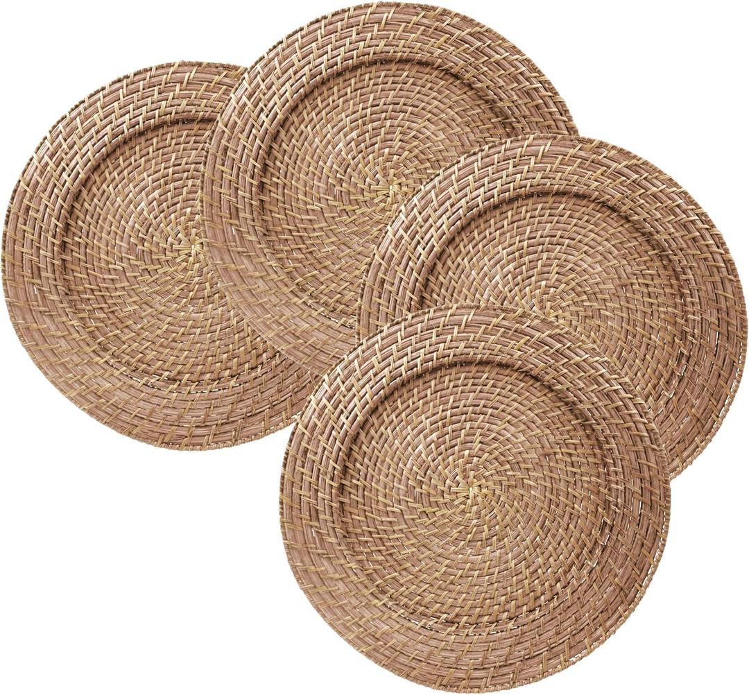 ChargeIt by Jay Ch, Charge it by Jay Harvest Round Rattan Charger Plate - Set of 4, brown