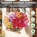Powbrace 22 Pack Artificial Flowers for Outdoor Indoor Fake Plants, Faux Silk Flowers for Outdoors Outside Front Porch Hanging Planter Window Box Garden Spring Decoration