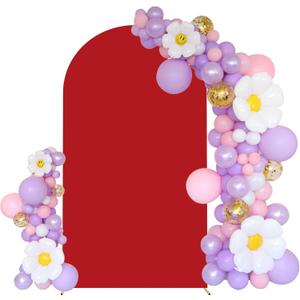 7.2FT Wedding Arch Cover Spandex Fitted Stretchy Arch Stand Covers,2-Sided Round Top Chiara Backdrop Cover for Party Birthday Ceremony Banquet Baby Shower Banquet Arch Decoration(Red)