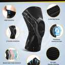 GUARVEX Knee Compression Sleeve - 7 UPGRADED FEATURES - Knee Brace for Men & Women, Knee Support for Running, Gym, Hiking, Sports, Black, Large