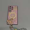 For Samsung Galaxy S24 Ultra Case for Women Girls for Magsafe,S24 Ultra Case Cute Bling Diamond Sunflower Kickstand,Glitter Girly Bead Phone Strap Phone Case for Samsung S24 Ultra Pink