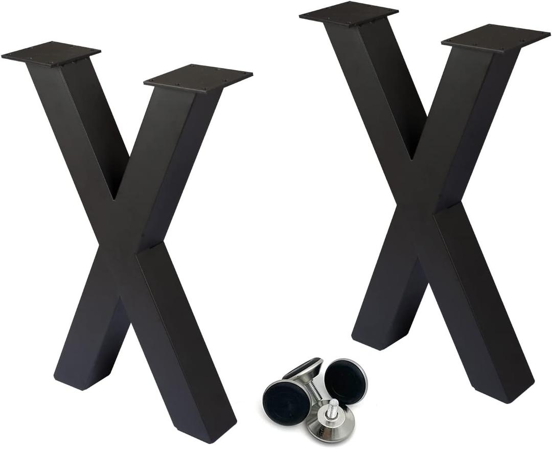 Taelakeni 16 Inch Bench Legs, X Shape Metal Coffee Table Leg, Set of 2, 16" H x 11.8 W (Black)