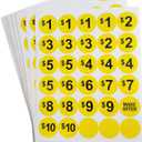 Garage Sale Stickers, Yard Sale Labels, Pre-Printed Price Stickers, Bright Yellow, 1 Inch