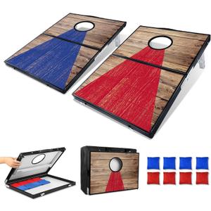 Portable Cornhole Board Set - Aluminum, Foldable 24x12in or 36x24in with Bean Bags | for Adults, Indoor/Outdoor, Travel, Beach & Camping (3x2FT)