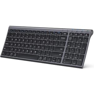 iClever BK10 Bluetooth Keyboard, Universal Bluetooth 5.1 Wireless Keyboard with Number Pad, Ergonomic Design, Multi-Device Compatibility, Stable Connection for Mac, iPad, iPhone, Android, Windows (gray black)