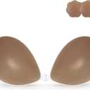 Niidor Self Adhesive Bra Strapless Invisible Backless Sticky Push up Silicone Bra for Women-Brown-E