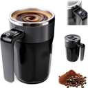 Automatic Stirring Coffee Cup with Temperature Display, Rechargeable Coffee Mug, Self-Stirring Mug with Lid, Smart Mixing Cup for Coffee, Milk and Other Beverages (Black)